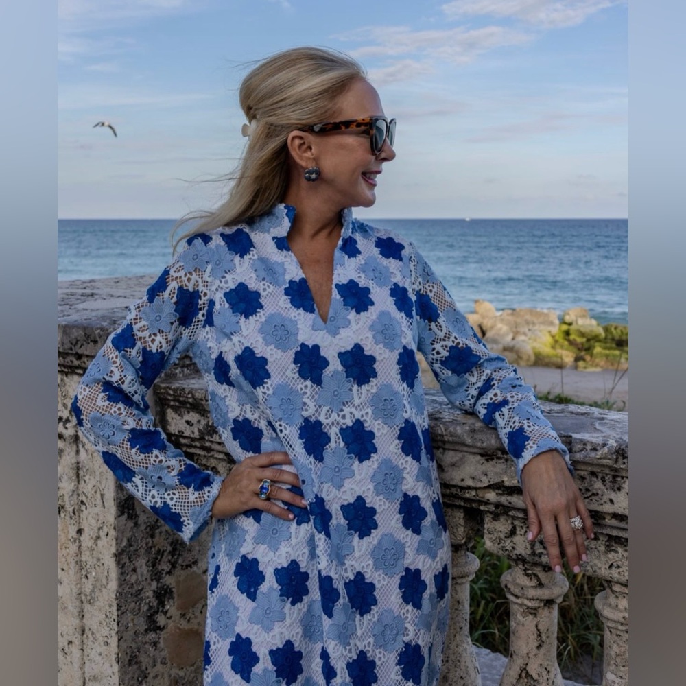 Gorgeous NWT Tuckernuck Sail To Sable Marvelous Meg Eyelet Caftan Crochet Maxis